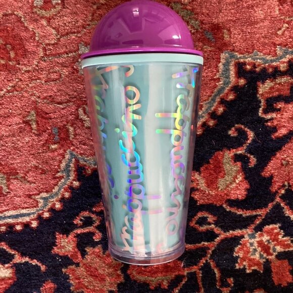 2014 STARBUCKS 16 oz. Acrylic Cold Cup Purple Iridescent Rainbow Frappuccino - Picture 1 of 7